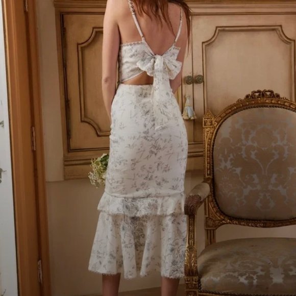 V. Chapman Luna Dress in Blue Murano Print Size 4 - Picture 4 of 8